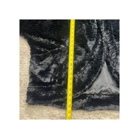 Democracy Lined Black Soft Faux Fur Shawl Collar Poncho Coat Womens Plus 2X - Picture 15 of 16